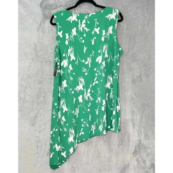 Alfani Women's Kelly Green Floral Asymmetrical‎ Jersey Knit Blouse Plus Sz 2X - Picture 4 of 14